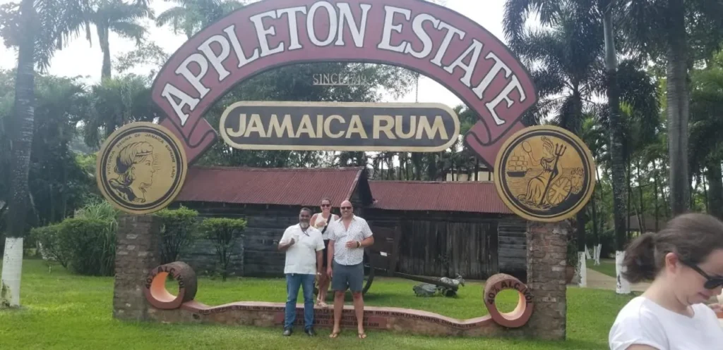 Hugh and guests outside the Appleton Estate Jamaica Rum entrance