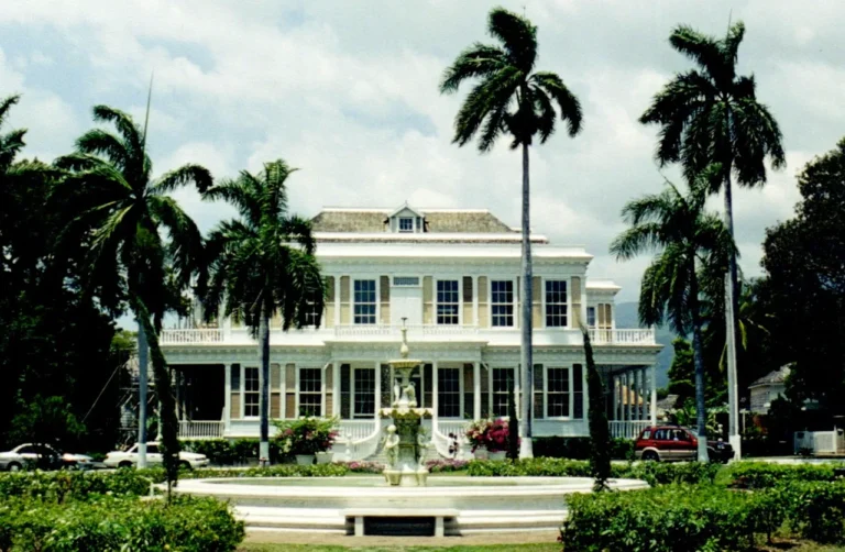 Devon House mansion framed by palms in Kingston