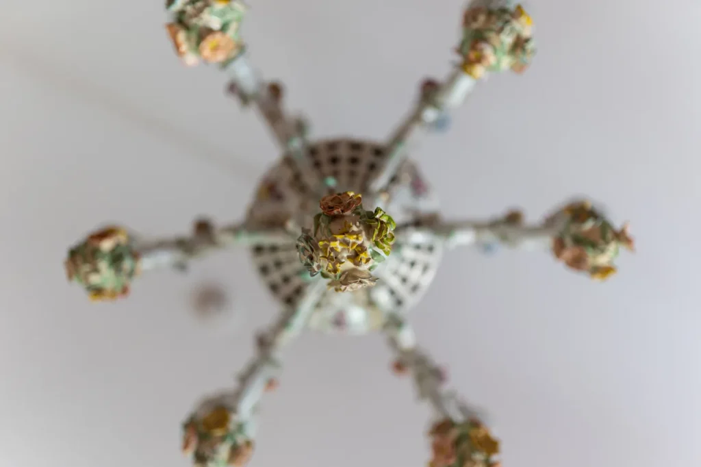 Decorative chandelier inside Devon House