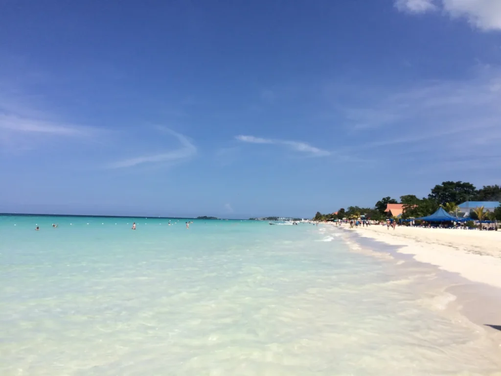 Clear turquoise water and sandy beach in Negril