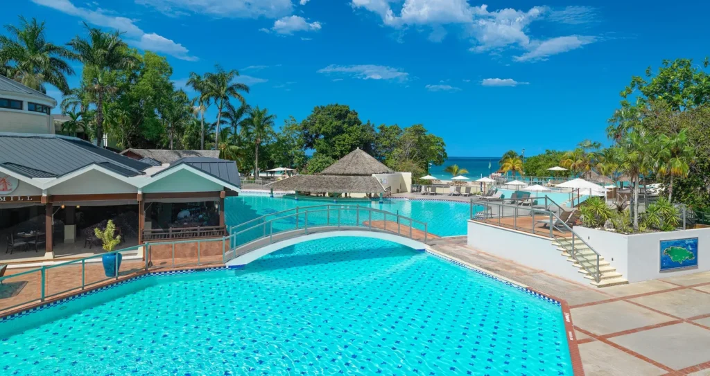 Pool and tropical landscaping at Beaches Negril