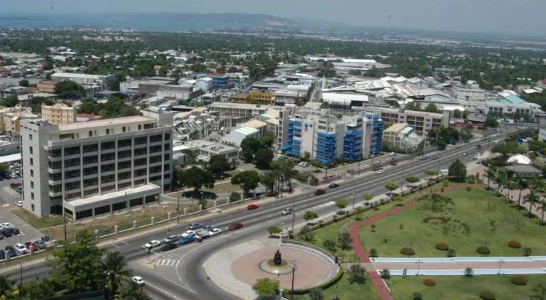 Buildings and streets in Kingston, Jamaica