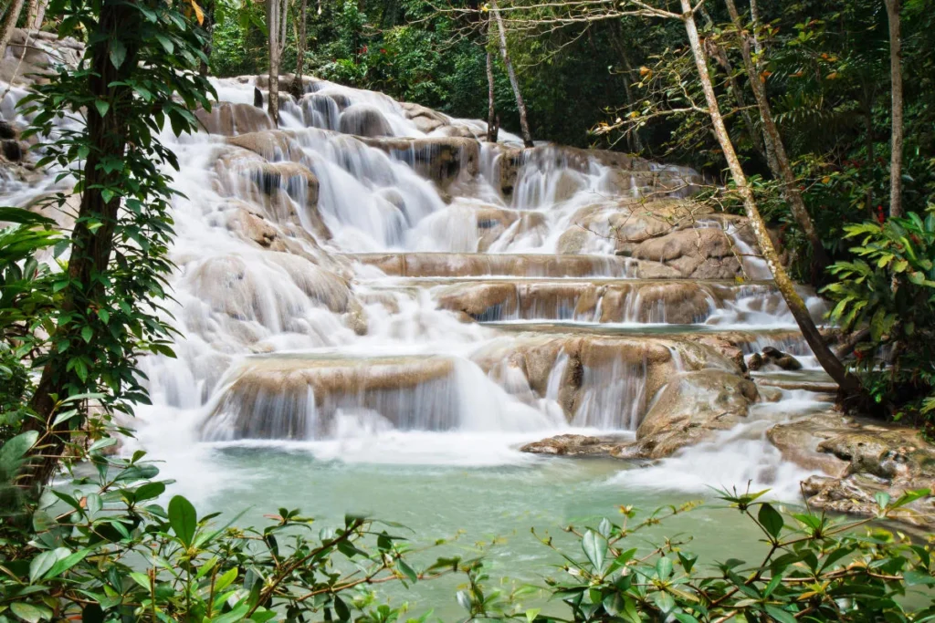 Waterfall and tropical vegetation near Ocho Rios
