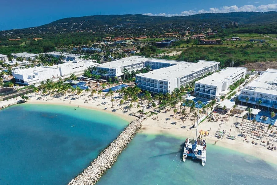 Aerial view of RIU Palace Jamaica and its beach